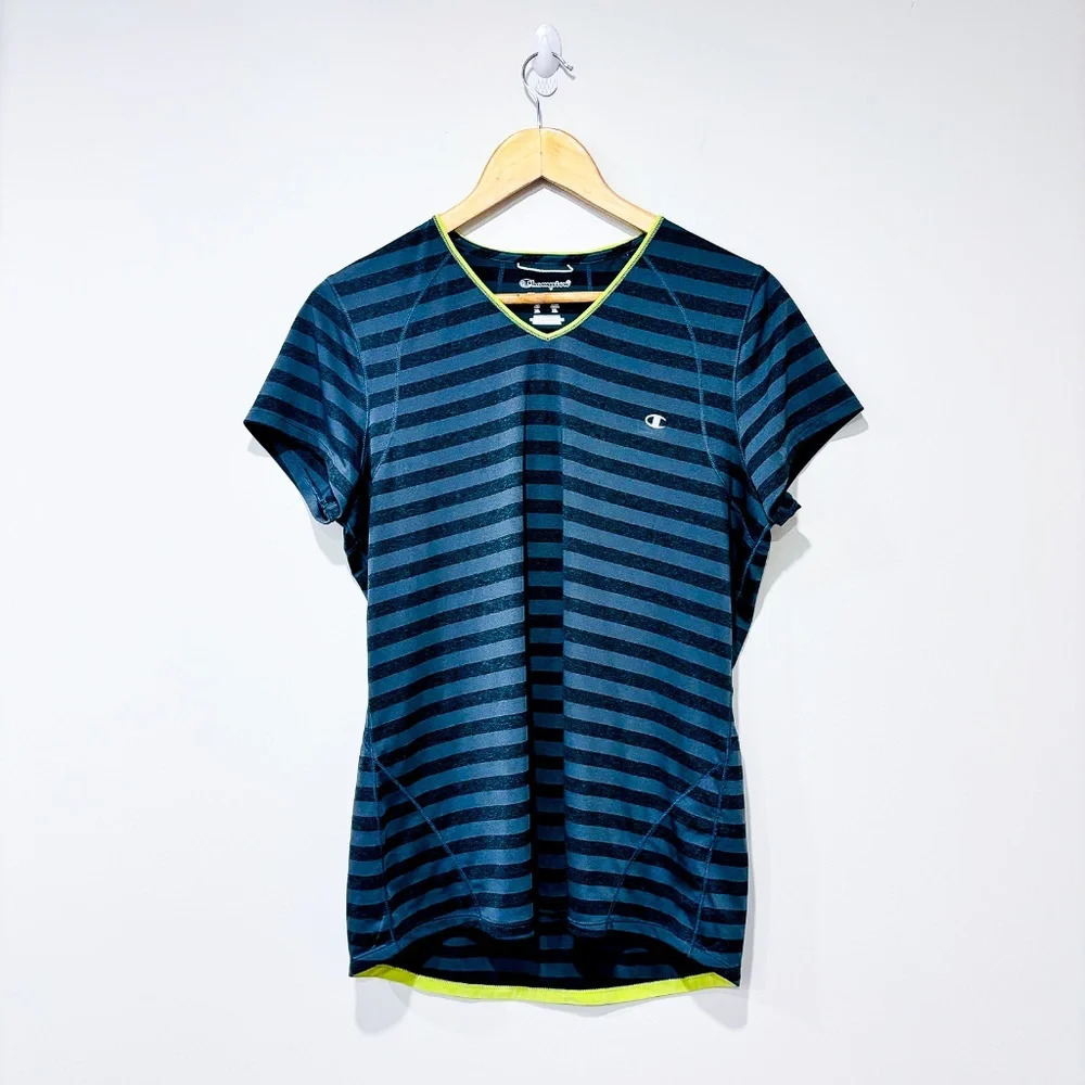 CHAMPION Grey striped sports t-shirt |‎ sporty classic | Large